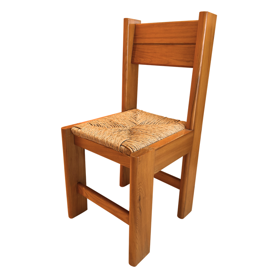 Set of 10 Rush Seat Oak Frame Dining Chairs