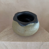 Rustic Studio Pottery Vessel With Scalloped Trim