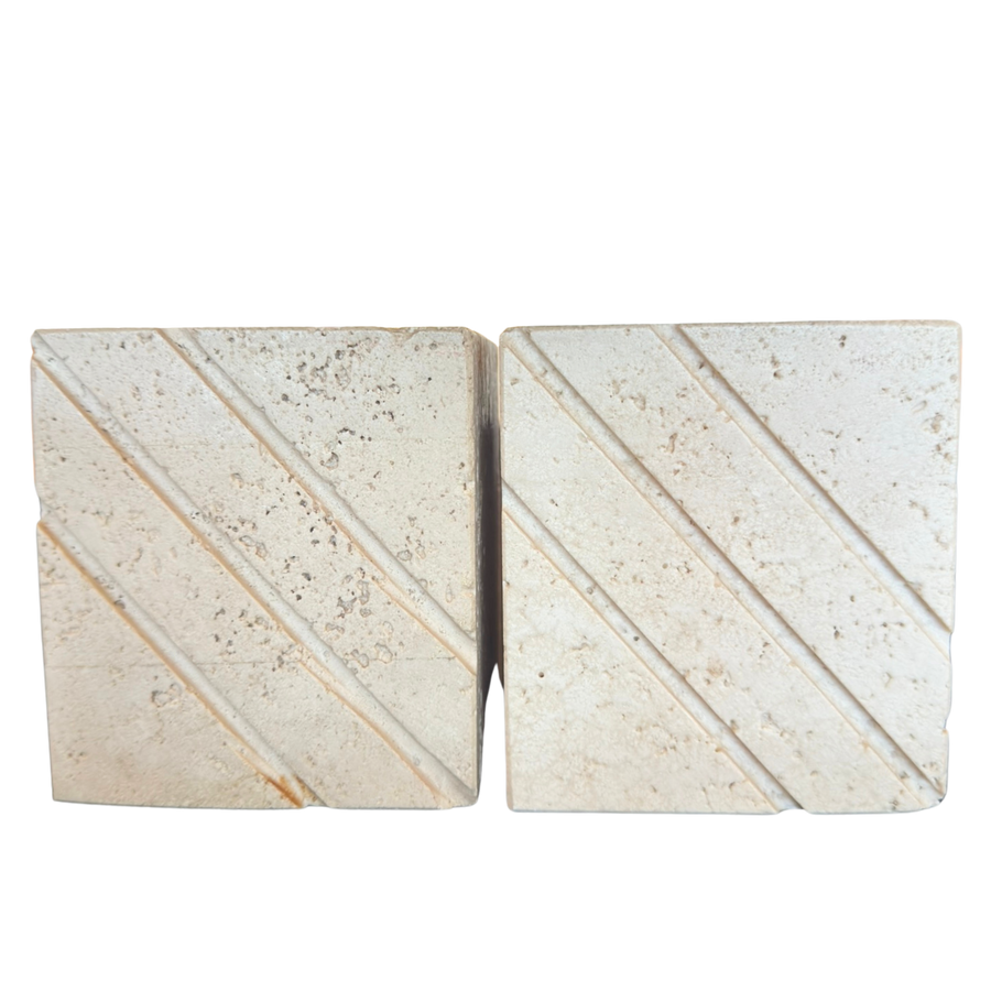 Fratelli Manelli Carved Travertine Bookends