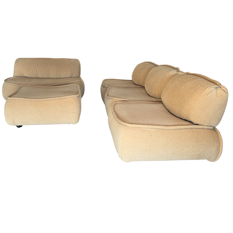 5 Piece Butter Chenille Modular Lounge Seating Set