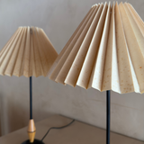 Wood Accented Pleated Shade Table Lamps