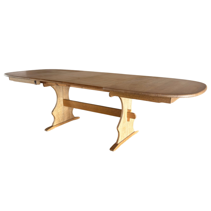 Vintage Swedish Oak Trestle Dining Table