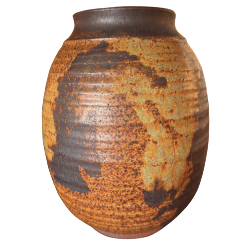 Rust and Umber Glazed Stoneware Vase
