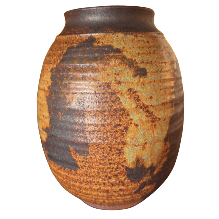 Rust and Umber Glazed Stoneware Vase