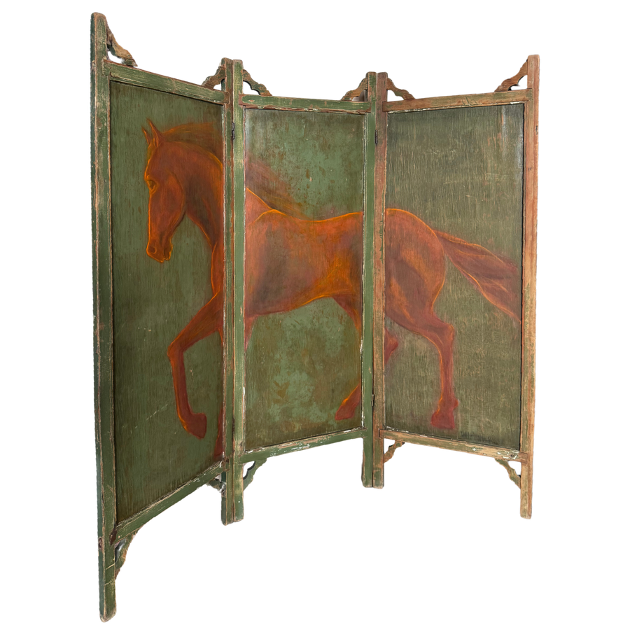 Hand-Painted Equestrian Screen