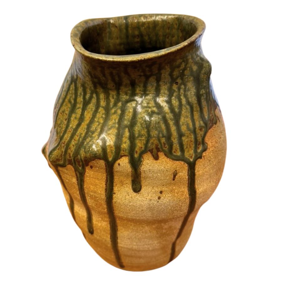 Olive Drip Studio Pottery Vase