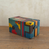 Vintage Polychrome Abstract Wood Storage Chest