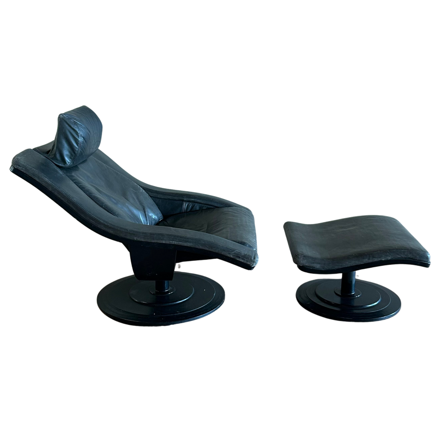 Nelo ‘Move’ Swivel Lounge Chair with Ottoman by Takashi Okamura and Erik Marquardsen