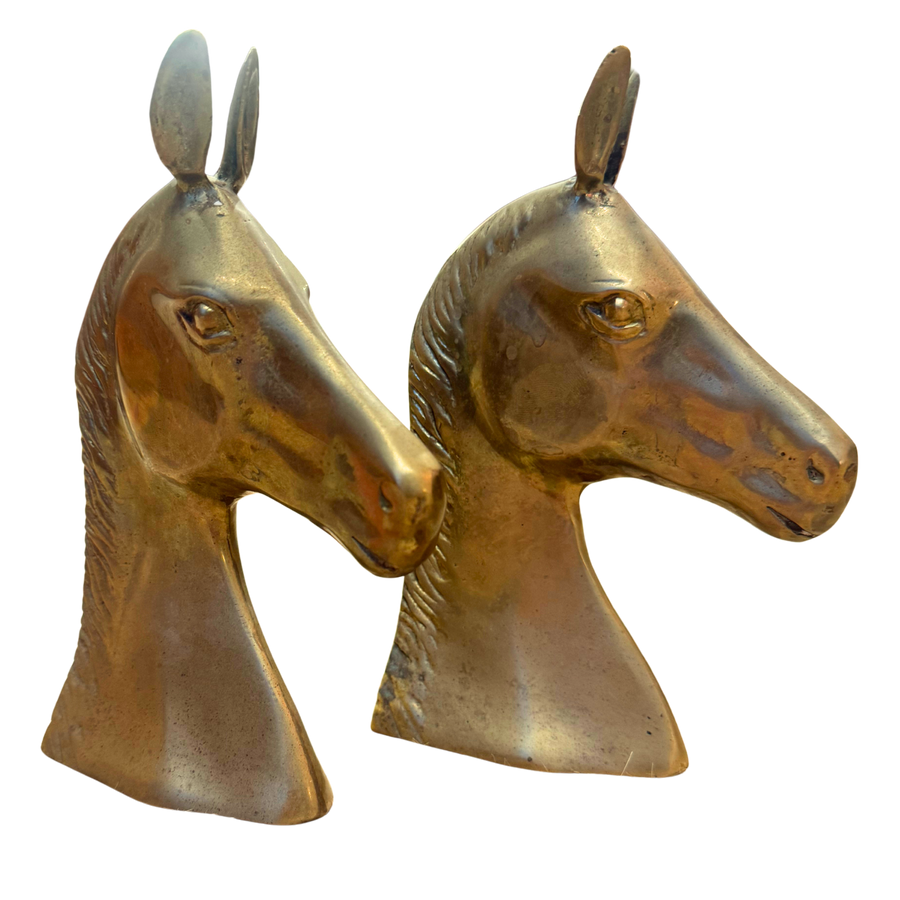 Pair of Brass Horse Head Bookends