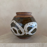 Studio Pottery Rounded Vessel with Brushwork Design