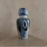Blue Abstract Painted Studio Pottery Vase