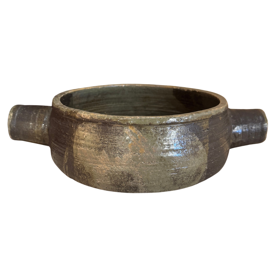 French Studio Ceramic Serving Bowl with Handles