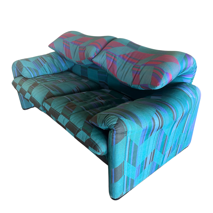 Patterned Maralunga Loveseat by Vico Magistretti