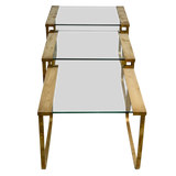 Trio of Nesting Brass Edged End Tables