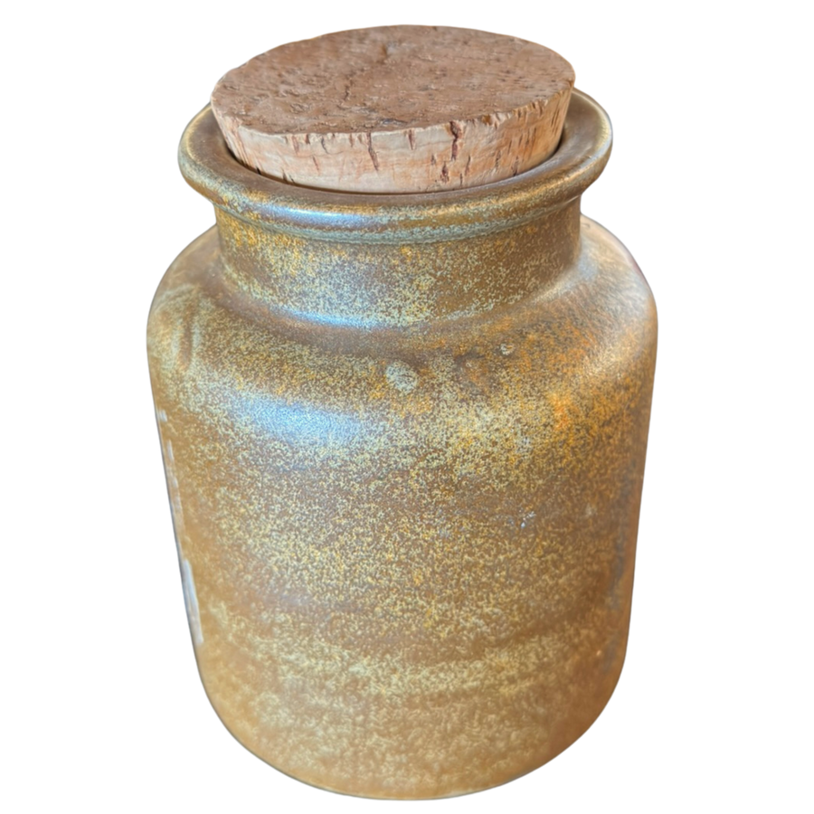 Mustard Glaze Stoneware Jar with Cork Stopper