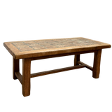 French Artisan Oak and Tile Coffee Table