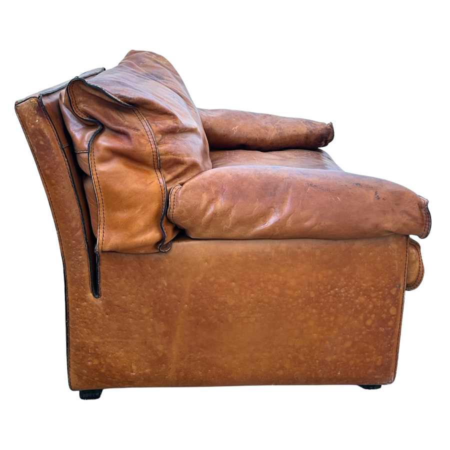 Vintage Italian Distressed Leather Club Chair