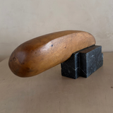 Abstract Teak and Black Marble Sculpture
