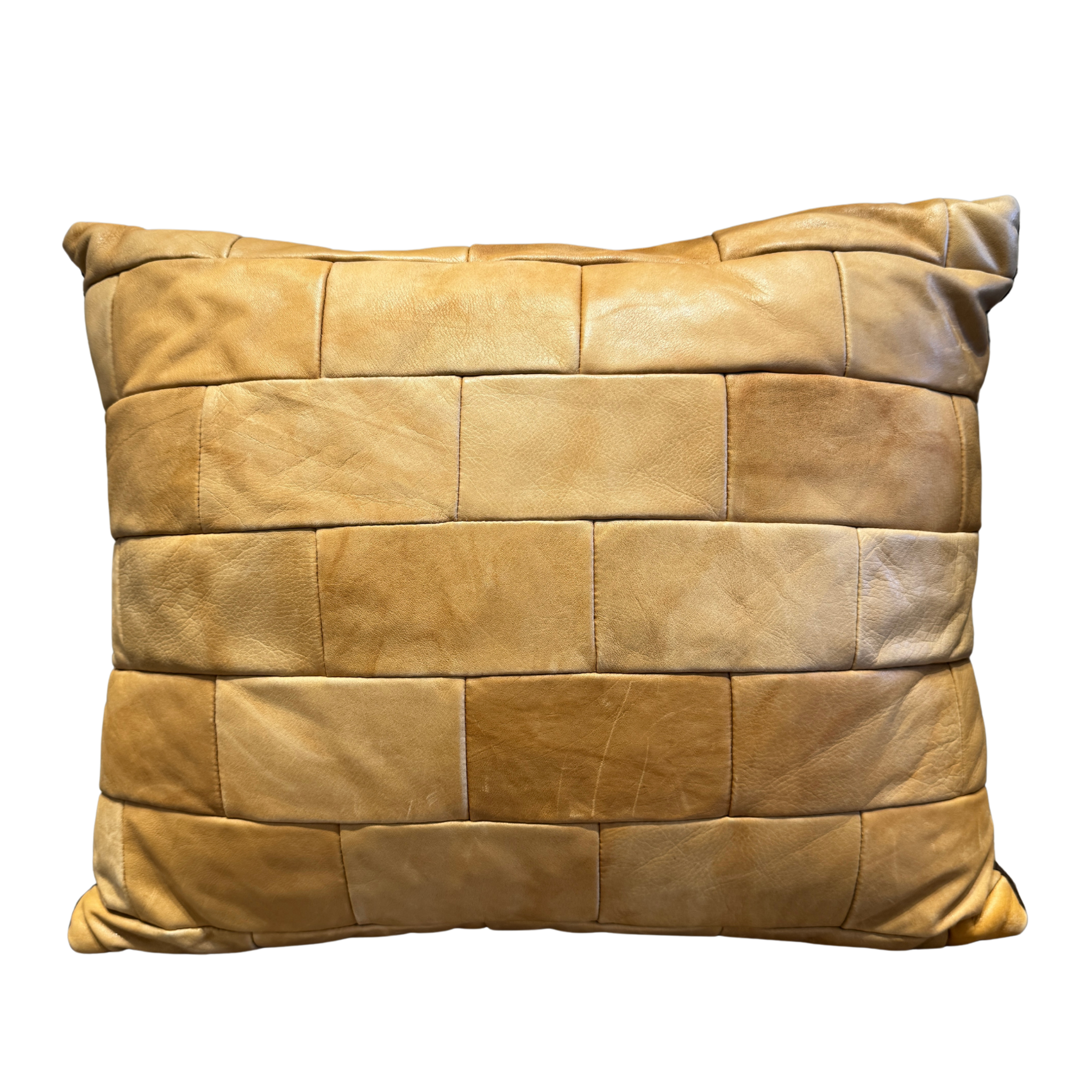 Vintage Butter Leather Patchwork Pillow