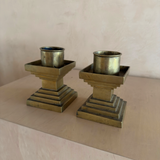 Pair of Structural Brass Candle Holders