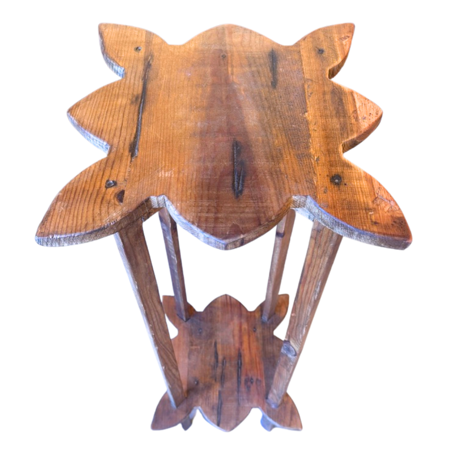 Aged Oak Clover Pedestal Table