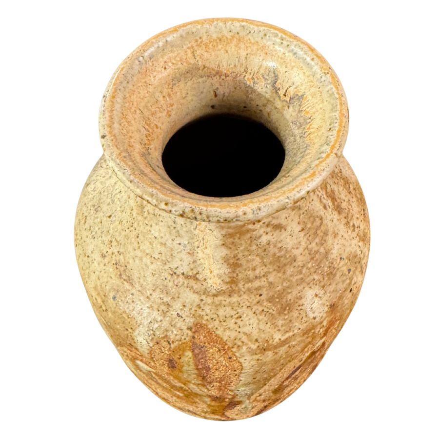 Textured Ceramic Vessel with Leaf Motif
