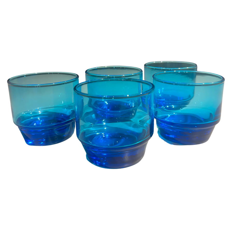 Set of 5 Blue Glasses