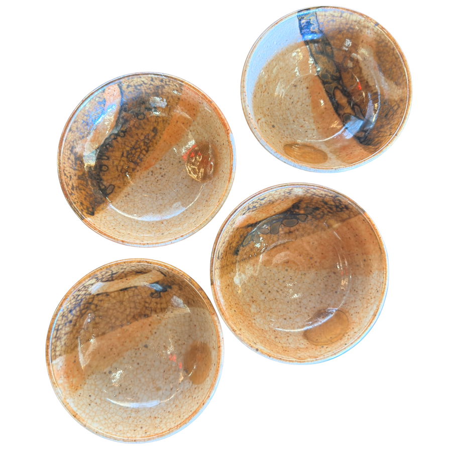 Set of Four Speckled Brown Studio Bowls