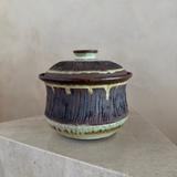 Two Tone Etched Studio Pottery Lidded Vessel