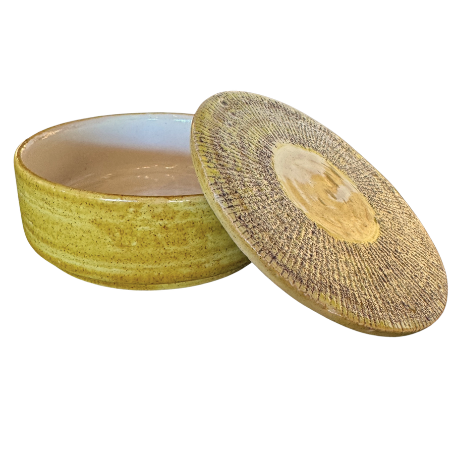 Golden Ochre Ceramic Lidded Jar