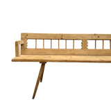 Antique Raw Pine Spindle Back Bench