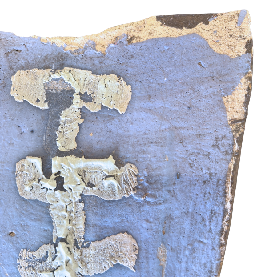 Brutalist Periwinkle and Cream Ceramic Wall Hanging