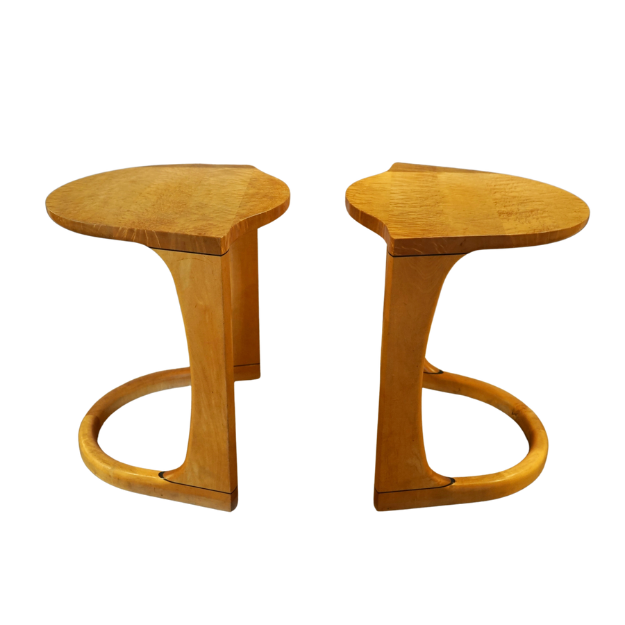 Pair of Curved Maple Side Tables