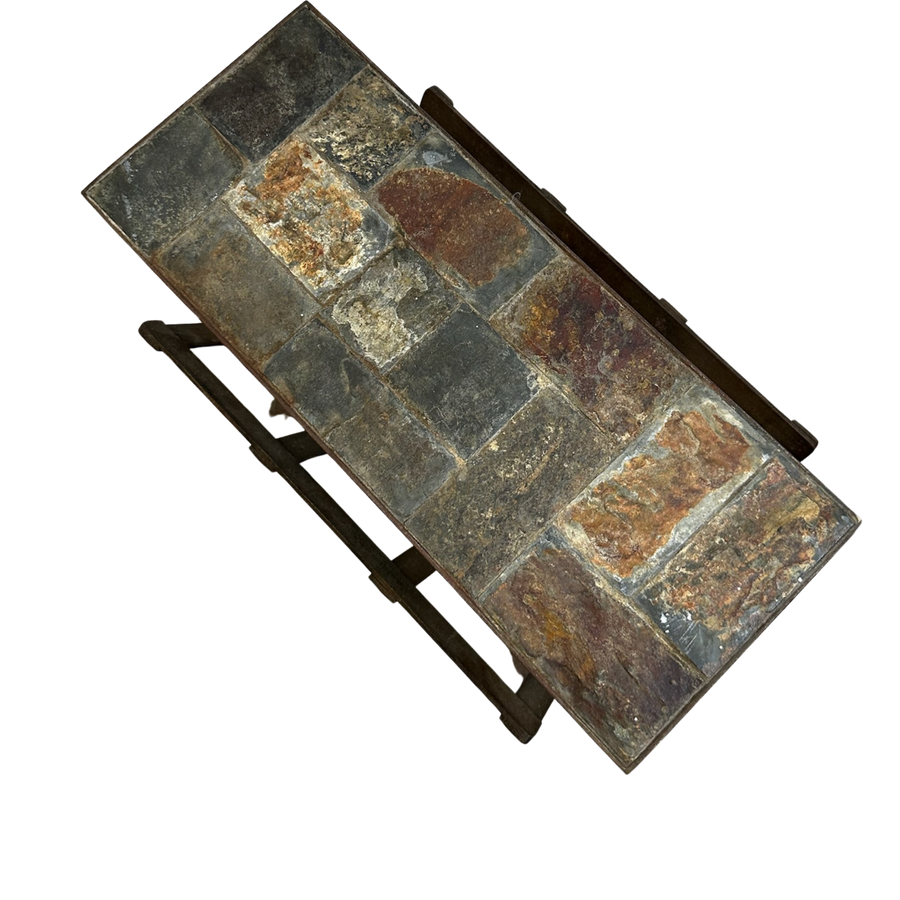 Iron Tile Top Magazine Rack End Table by Jacques Adnet