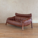 Tufted Cognac Leather MP-81 Sofa by Percival Lafer, 1970s