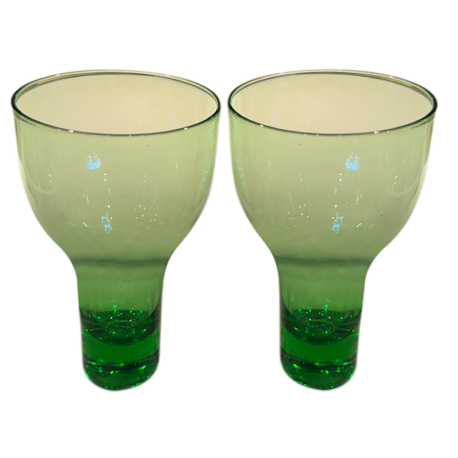 Set of Two Green Cocktail Glasses