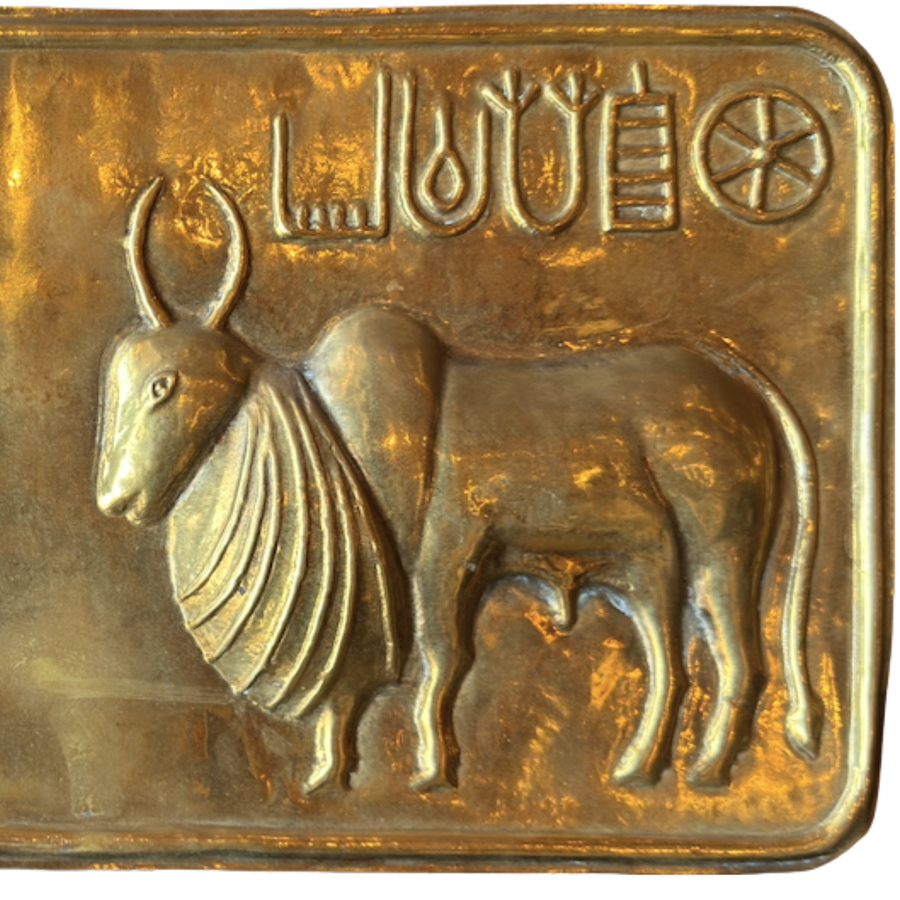 Brass Wall Plaque with Egyptian Style Bull Motif