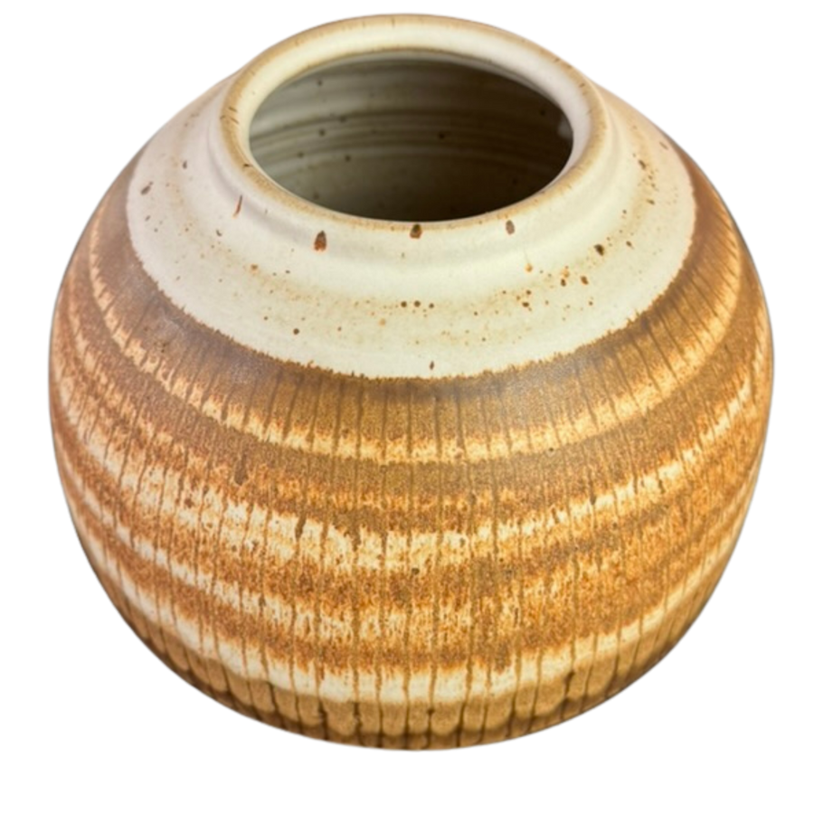 Round Banded Studio Ceramic Vessel