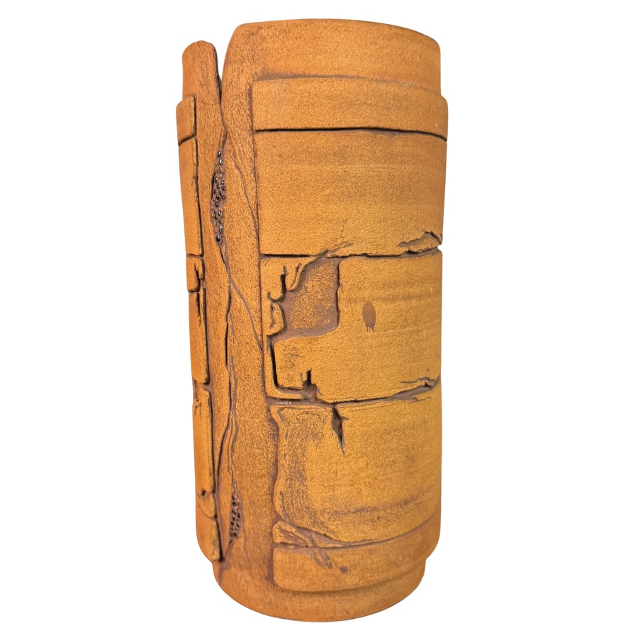 Carved Tonal Ceramic Vessel