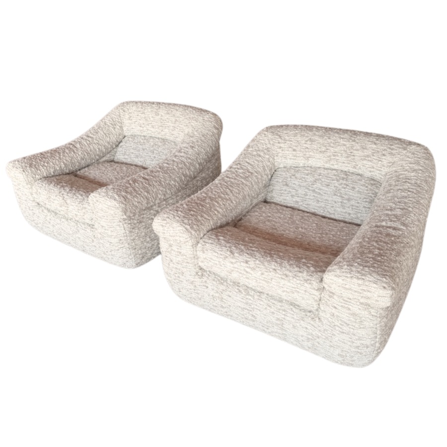 Pair of Postmodern Channeled Lounge Chairs