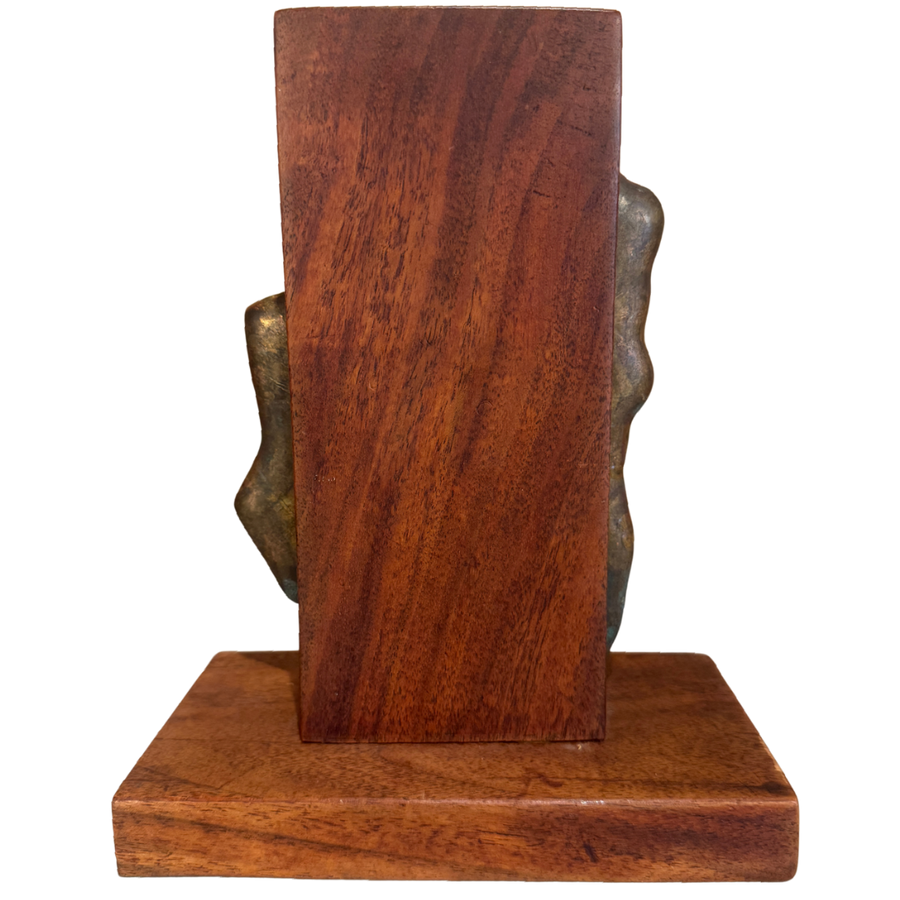 Patinated Bronze Female Relief on Wood
