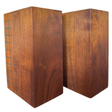 Pair of Wood Grid Pattern Bookends