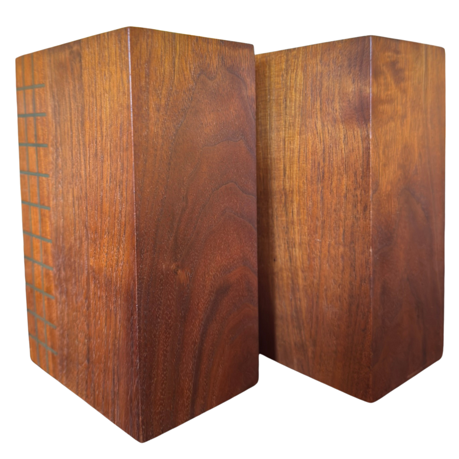 Pair of Wood Grid Pattern Bookends