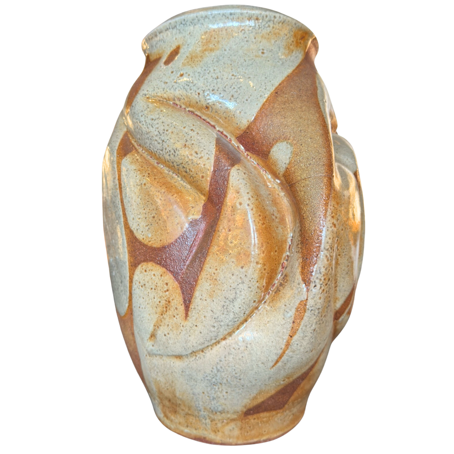 Large Sand and Rust Glaze Stoneware Vase