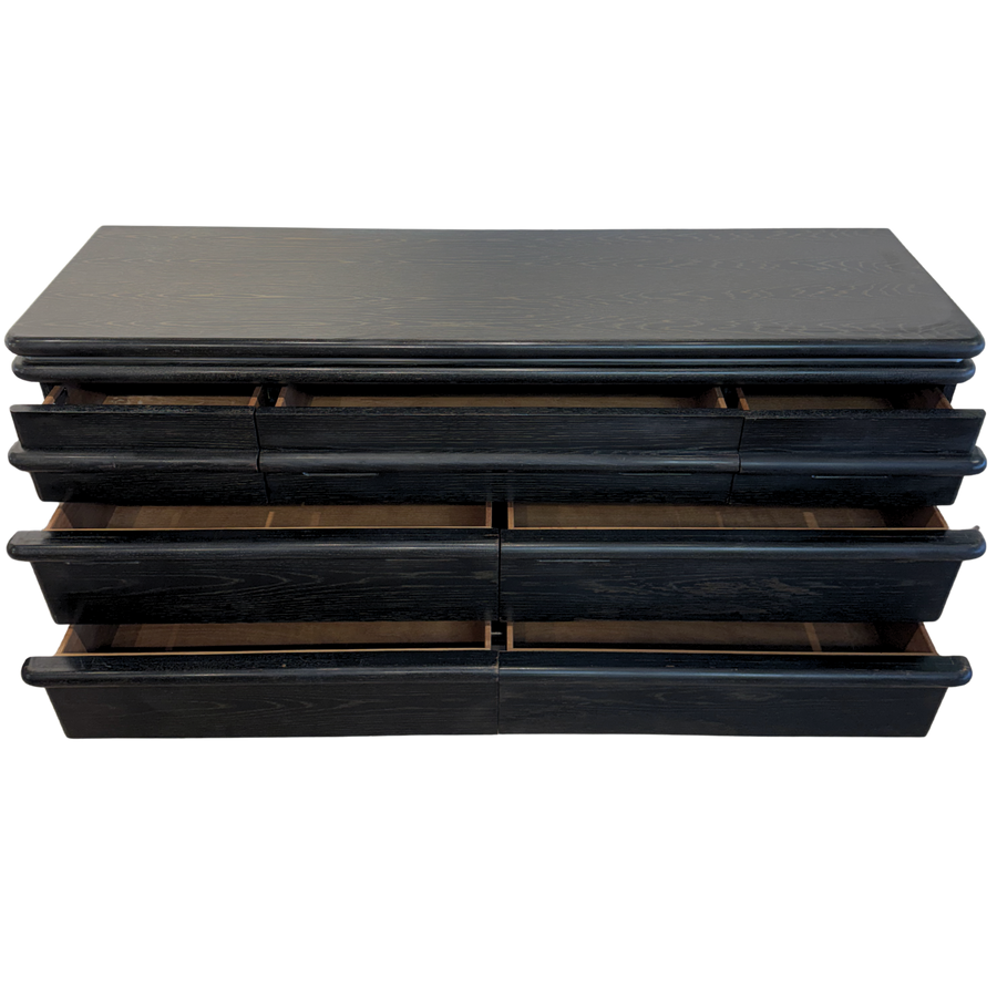 7 Drawer Ebony Oak Dresser by Jay Spectre for Century, 1980s
