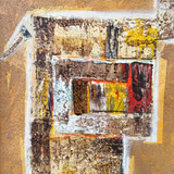 Vintage Geometric Ochre Abstract Art
