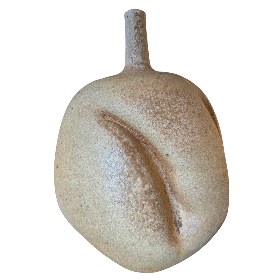 Textured Stoneware Sculptural Bottle Vessel