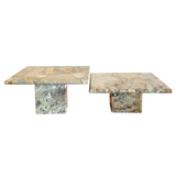Pair of Italian Breccia Marble Nesting Tables