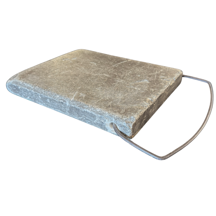 Weathered Stone Block Serving Board with Iron Handle