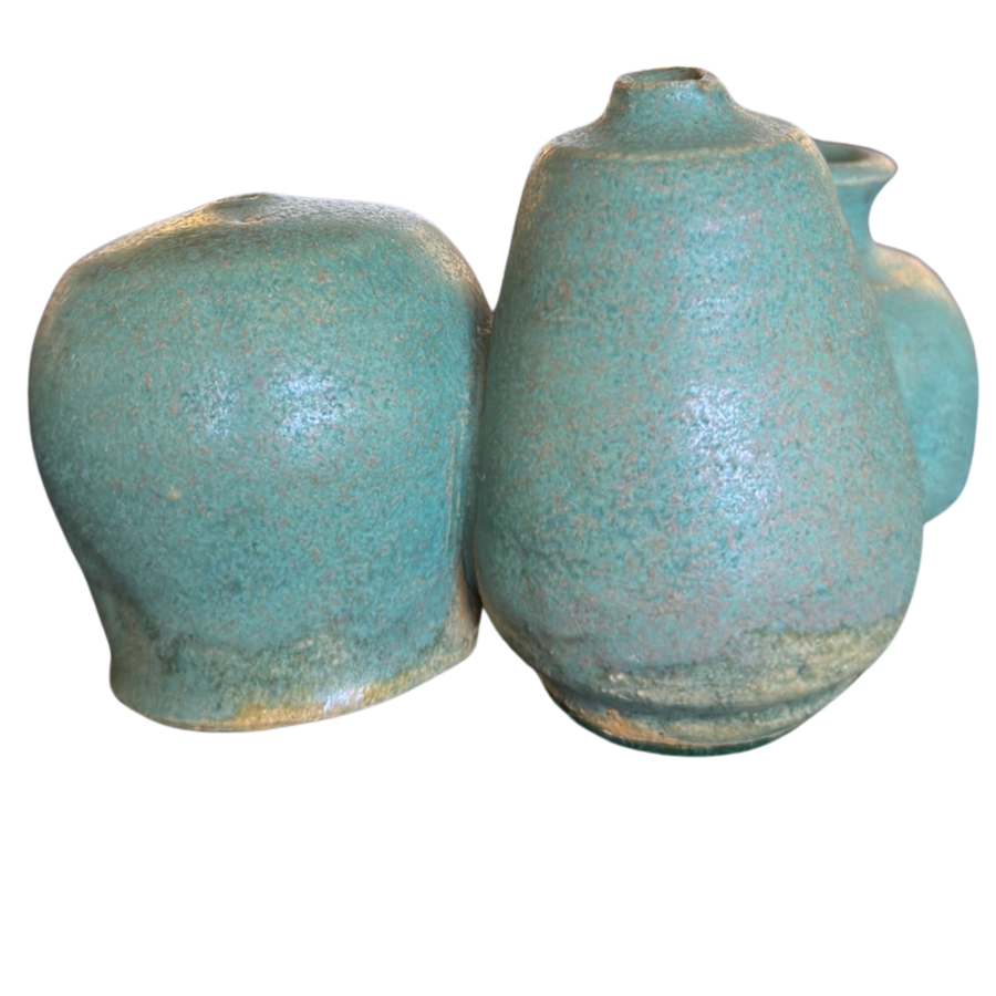 Trio of Teal Studio Ceramic Bud Vases